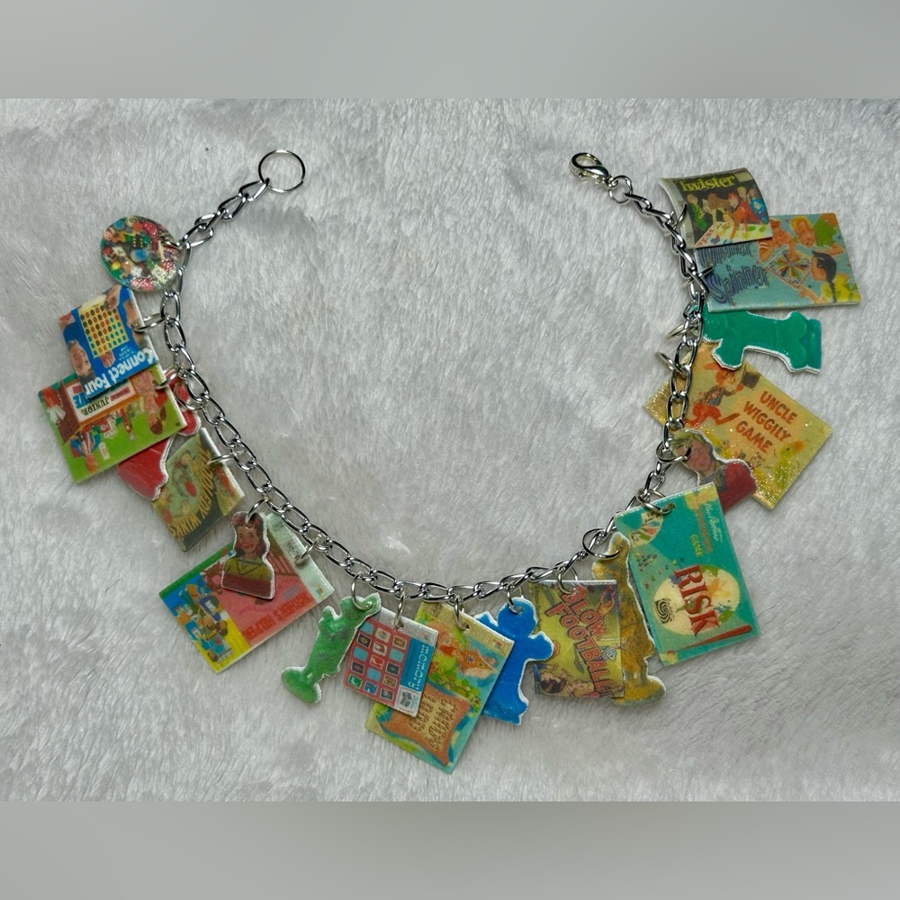 Vintage Board Game Charm Bracelet One of a kind